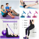 Tummy Trimmer | Foot Pedal Resistance Band | Elastic Sit-Up Pull Rope | Fitness & Yoga Trainer | Random Colors