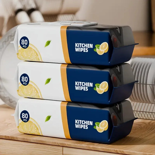 Kitchen Wipes – Pack of 80 Pieces, Multipurpose Cleaning Wipes for Home and Kitchen Use -Soft and durable material for effective cleaning