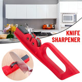 Professional Knife Sharpener with 8-Wheel Blades & Sanding Stone | Durable Plastic Grip, Coarse & Fine Sharpening Slots for Kitchen Knives | Compact & Reliable Knife Filer for Quick Sharpening & Polishing (Random Color)