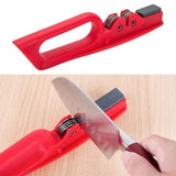 Professional Knife Sharpener with 8-Wheel Blades & Sanding Stone | Durable Plastic Grip, Coarse & Fine Sharpening Slots for Kitchen Knives | Compact & Reliable Knife Filer for Quick Sharpening & Polishing (Random Color)