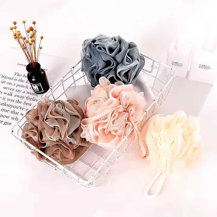 (1 pcs)Soft Mesh Bath Sponge – Exfoliating Body Scrubber Random color - Extra Soft Body Loofah Bath Sponge – Gentle Exfoliating Shower Pouf for Radiant, Smooth Skin – Mesh Shower Scrubber for Men & Women - Random Color