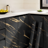 Black & Gold | Marble Sheet Sticker 60x200cm | Waterproof Self-Adhesive PVC Wallpaper for Furniture Walls