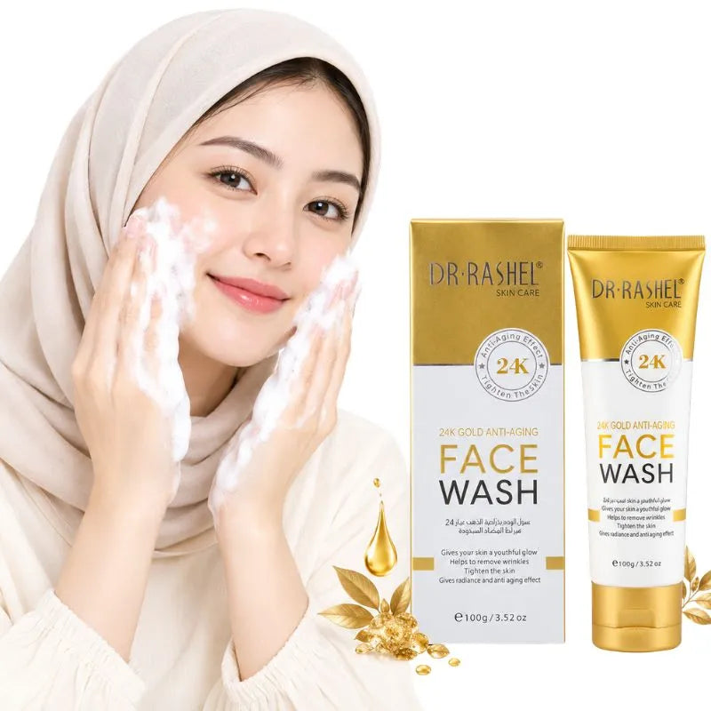 24K Gold Anti-Aging DR RASHEL Face Wash  | Deep Cleansing, Brightening & Skin Firming Facial Cleanser | 100g
