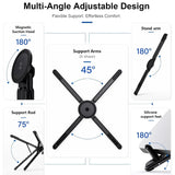 3-in-1 Magnetic Foldable  Stand |Model K001 | Aluminum Alloy Phone laptop & Tablet Holder | 8-Level Adjustable Height | 360° Rotating Base | Portable Travel Stand